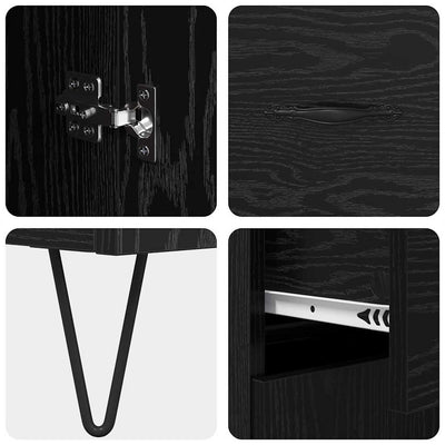 Korkea kaappi Musta tammi. 69,5 x 34 x 180 cm Tekninen puu