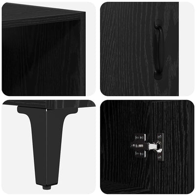 Sivupöytä Seinäkiinnitettävä 2 pcs Musta tammi. Tekninen puu