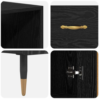 Korkea kaappi 2 pcs Musta tammi 69,5 x 34 x 180 cm Tekninen puu