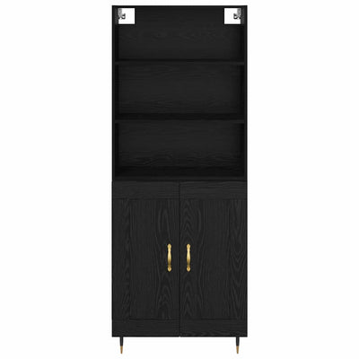 Korkea kaappi 2 pcs Musta tammi 69,5 x 34 x 180 cm Tekninen puu