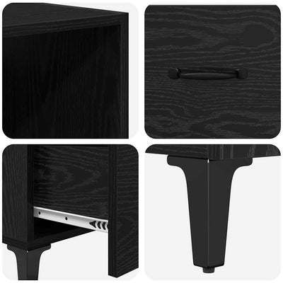 Sivupöytä Seinäkiinnitettävä 2 pcs Musta tammi. Tekninen puu