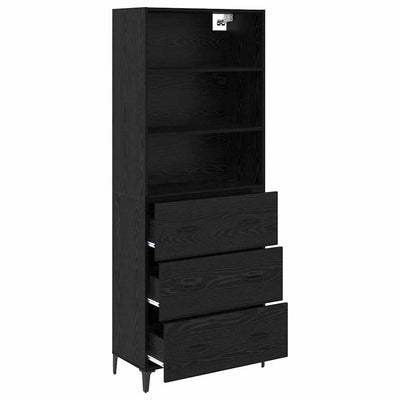 Sivupöytä Seinäkiinnitettävä 2 pcs Musta tammi. Tekninen puu