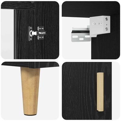 Korkea kaappi 2 pcs Musta tammi. Tekninen puu