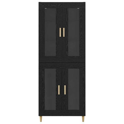 Korkea kaappi 2 pcs Musta tammi. Tekninen puu