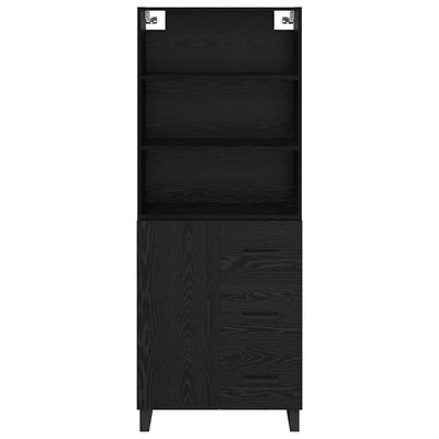 Korkea kaappi laatikon kanssa 2 pcs Musta tammi. Tekninen puu