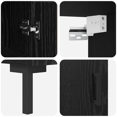 Korkea kaappi 2 pcs Musta tammi. Tekninen puu