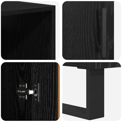 Korkea kaappi laatikon kanssa 2 pcs Musta tammi. Tekninen puu