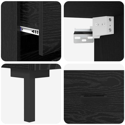 Korkea kaappi laatikon kanssa 2 pcs Musta tammi. Tekninen puu