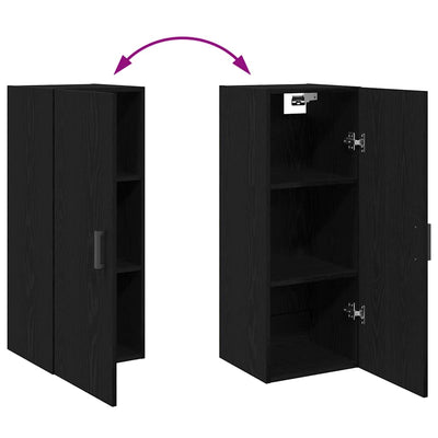 Korkea kaappi laatikon kanssa 2 pcs Musta tammi. Tekninen puu