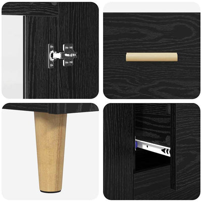 Korkea kaappi laatikon kanssa 2 pcs Musta tammi. Tekninen puu