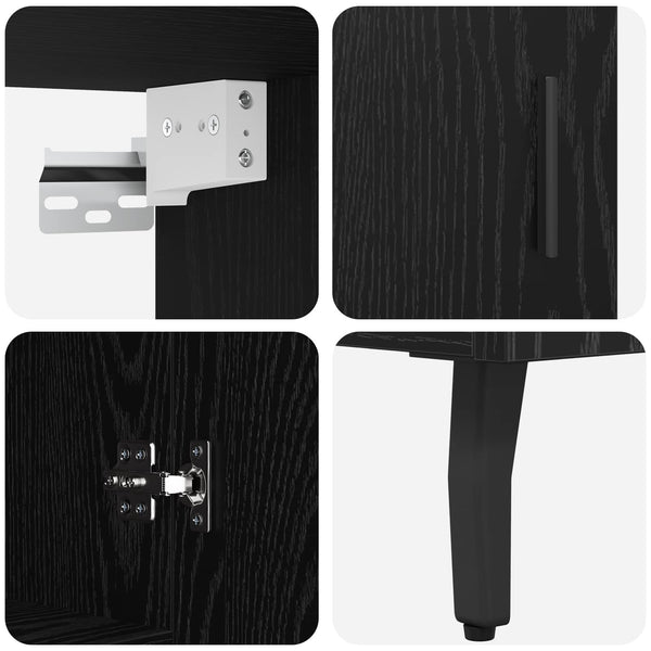 2 kpl korkea kaappi Musta tammi. Rakenteena puu ja lasi