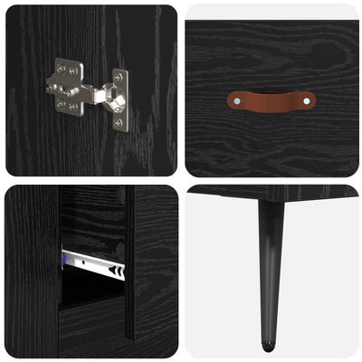 Korkea kaappi Musta tammi. 69,5 x 34 x 180 cm Tekninen puu