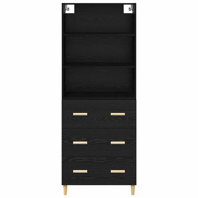 Korkea kaappi 2 pcs Musta tammi. 69,5 x 34 x 180 cm