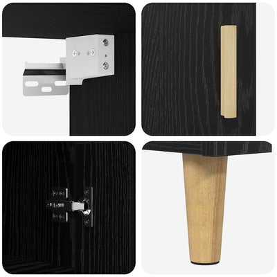 Korkea kaappi 2 pcs Musta tammi. 69,5 x 34 x 180 cm