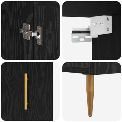 Korkea kaappi laatikon kanssa 2 pcs Musta tammi. Tekninen puu