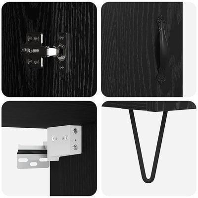 Korkea kaappi laatikon kanssa 2 pcs Musta tammi. Tekninen puu