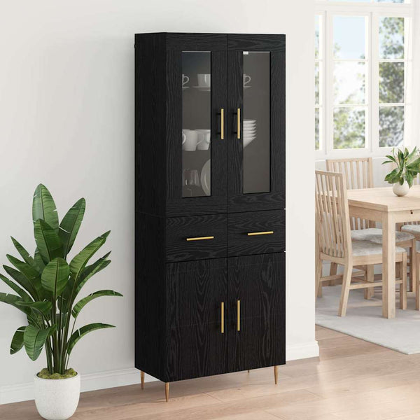 Korkea kaappi 2 kpl Musta tammi. 69,5 x 34 x 180 cm