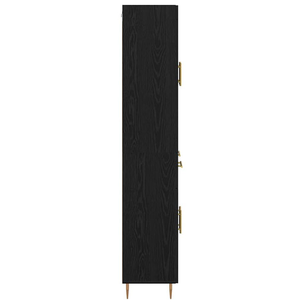 Korkea kaappi 2 kpl Musta tammi. 69,5 x 34 x 180 cm