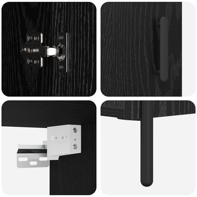 Korkea kaappi 2 pcs Musta tammi 69,5 x 34 x 180 cm Tekninen puu