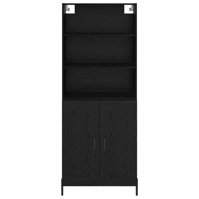 Korkea kaappi 2 pcs Musta tammi 69,5 x 34 x 180 cm Tekninen puu