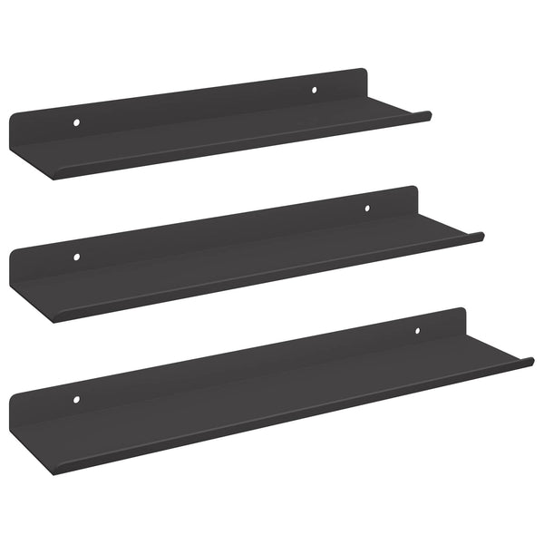 Kelluva hylly 3 kpl Musta 40 x 9 x 2,5 cm Teräs