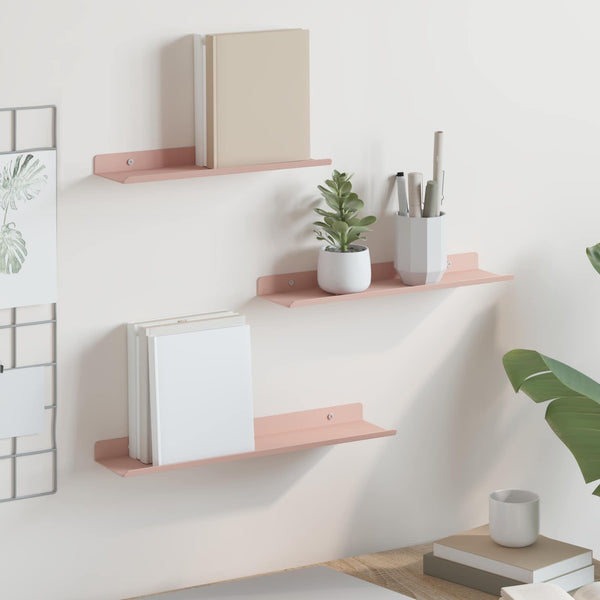Kelluva hylly 3 kpl Pinkki 40 x 9 x 2,5 cm Teräs
