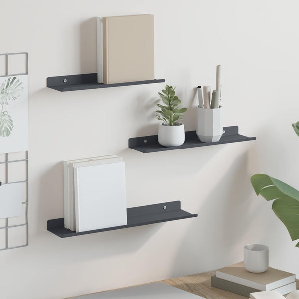 Kelluva hylly 3 kpl Antrasiitti 40 x 9 x 2,5 cm Teräs