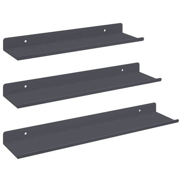 Kelluva hylly 3 kpl Antrasiitti 40 x 9 x 2,5 cm Teräs