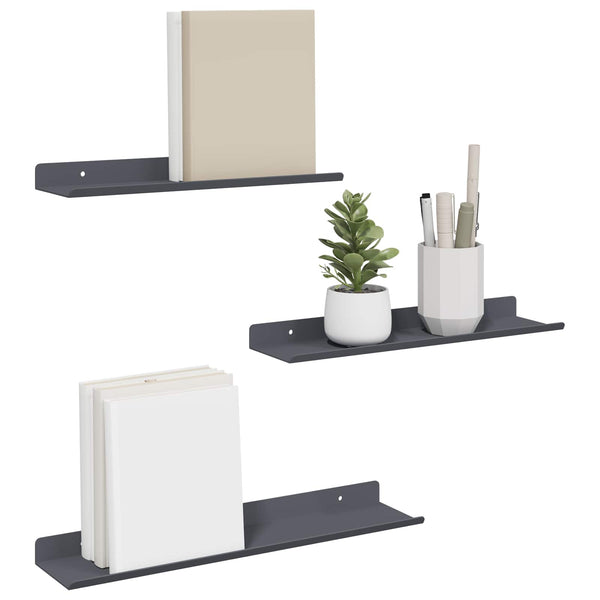 Kelluva hylly 3 kpl Antrasiitti 40 x 9 x 2,5 cm Teräs