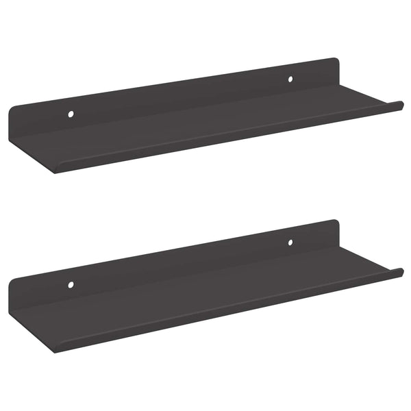 Kelluva hylly 2 kpl Musta 30 x 9 x 2,5 cm Teräs