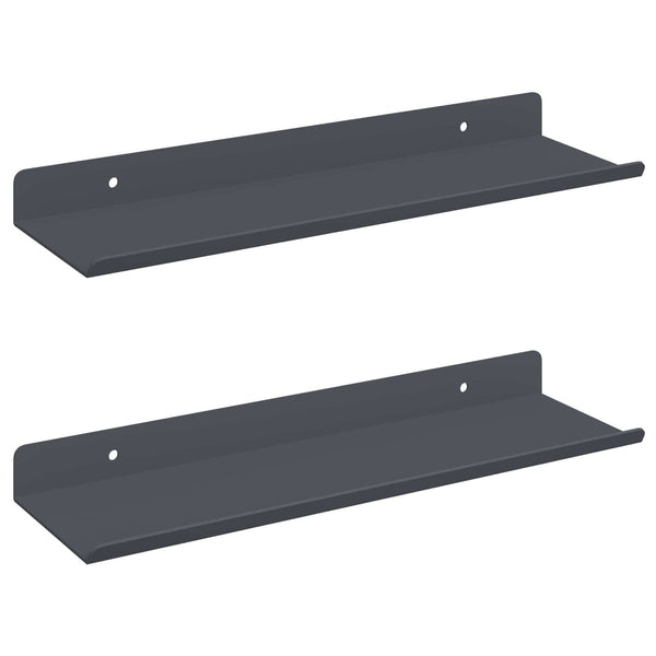 Kelluva hylly 2 kpl Antrasiitti 30 x 9 x 2,5 cm Teräs