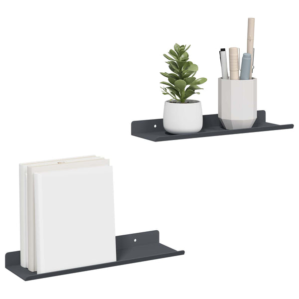 Kelluva hylly 2 kpl Antrasiitti 30 x 9 x 2,5 cm Teräs
