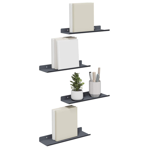Kelluva hylly 4 kpl Antrasiitti 30 x 9 x 2,5 cm Teräs