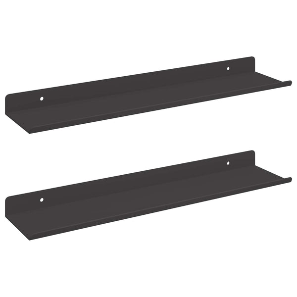 Kelluva hylly 2 kpl Musta 40 x 8,5 x 2,5 cm Teräs