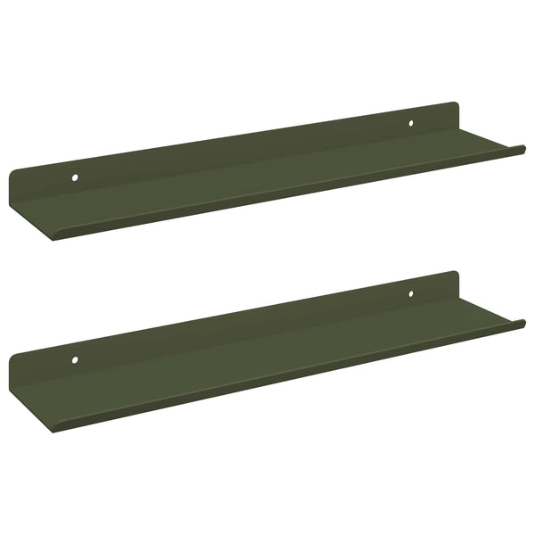 Kelluva hylly 2 kpl Oliivivihreä 40 x 9 x 2,5 cm Teräs