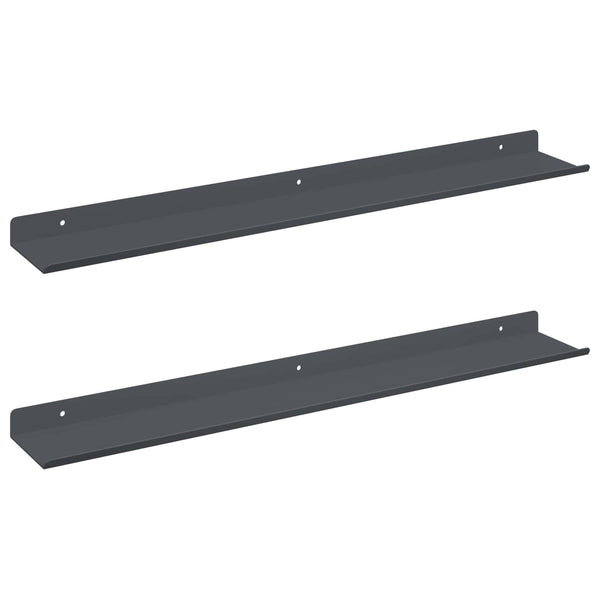 Kelluva hylly 2 kpl Antrasiitti 60 x 8,5 x 2,5 cm Teräs