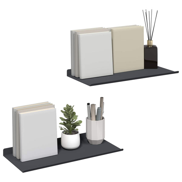 Kelluva hylly 2 kpl Antrasiitti 40 x 18 x 2,5 cm Teräs