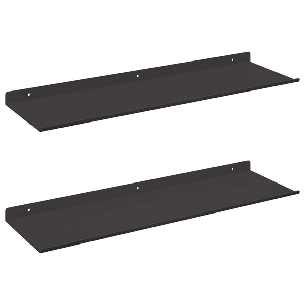 Kelluva hylly 2 kpl Musta 60 x 18 x 2,5 cm Teräs