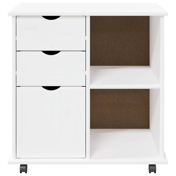 Rullaava kaappi 63,5 x 39 x 65,5 cm Massiivinen mänty Valkoinen