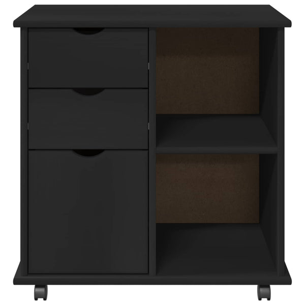 Rullaava kaappi 63,5 x 39 x 65,5 cm Massiivinen mänty Musta