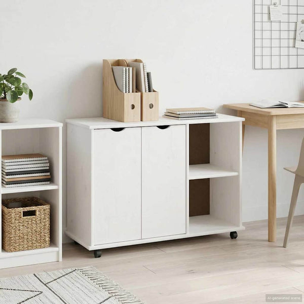 Rullaava kaappi Valkoinen 100 x 39 x 65,5 cm Massiivinen mänty