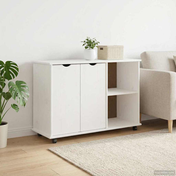 Rullaava kaappi Valkoinen 100 x 39 x 65,5 cm Massiivinen mänty