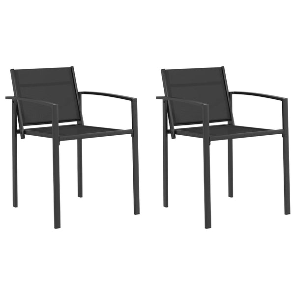 Puutarhatuolit 2 pcs Musta ja antrasiitti 53,5 x 59 x 77 cm