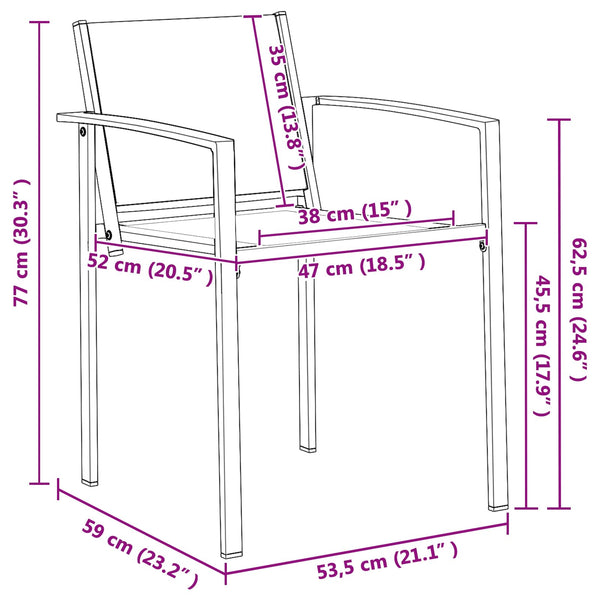 Puutarhatuolit 2 pcs Musta ja antrasiitti 53,5 x 59 x 77 cm