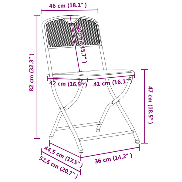 Puutarhatuolit 2 pcs Antrasiitti 52,5 x 46 x 82 cm Rauta