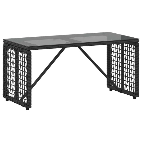Ulkopöytä Musta 80 x 40 x 40 cm PE Rattaat ja lasi