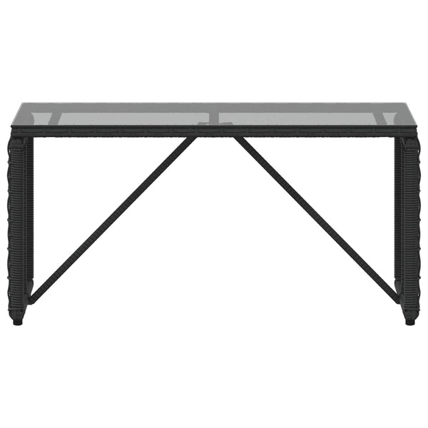 Ulkopöytä Musta 80 x 40 x 40 cm PE Rattaat ja lasi
