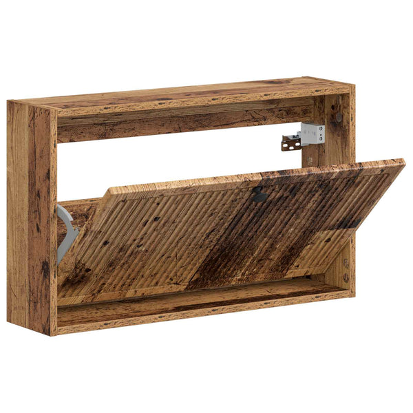 Seinälle asennettava kenkäkaappi EDE 71 x 17 x 43 cm Vanha puu