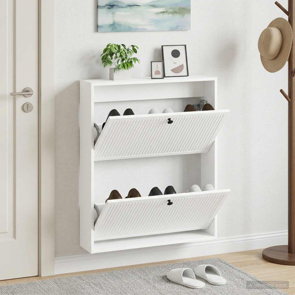 Seinälle asennettava kenkäkaappi EDE 71 x 17 x 86 cm valkoinen