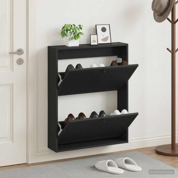 Seinälle asennettava kenkäkaappi EDE 71 x 17 x 86 cm Musta